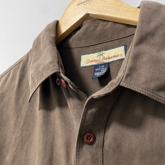 Tommy Bahama 100% Silk Long Sleeve Shirt — Brown, Men’s L - Picture 2 of 5